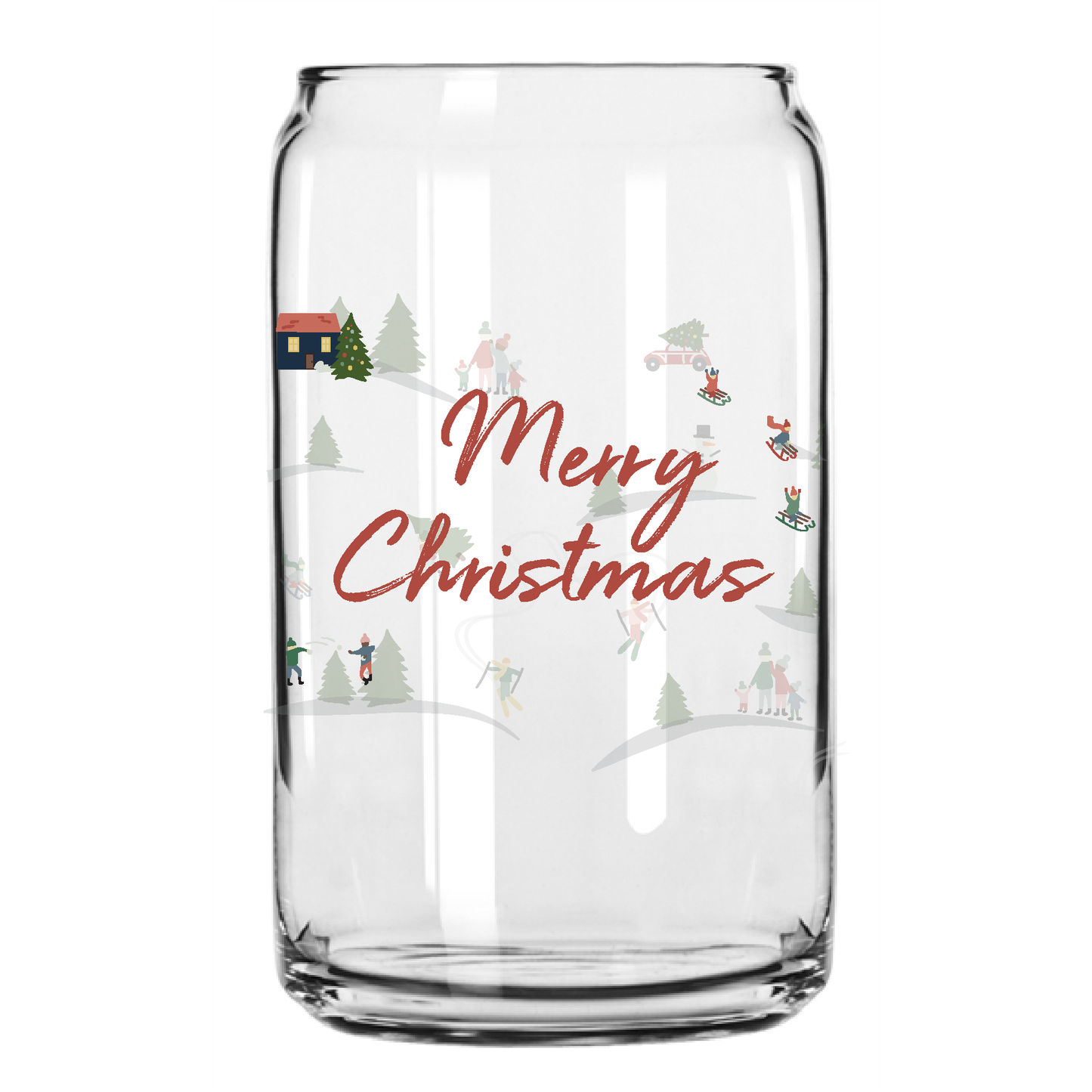 Merry Christmas Can Glass