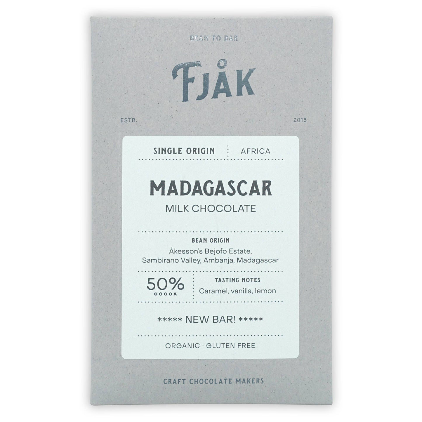 Fjåk Milk Chocolate Bar Madagascar 50% (Organic)