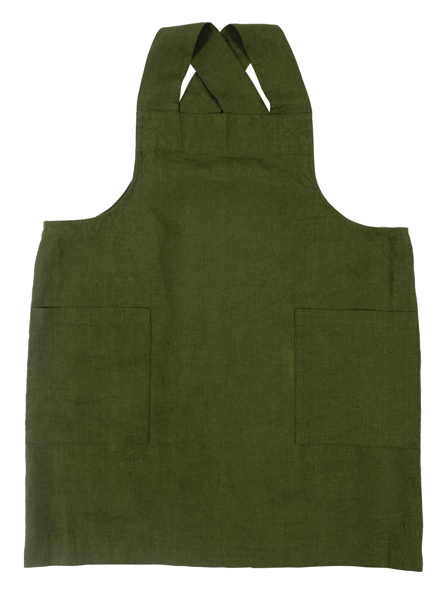 Firenze Stone Washed Linen  Cross Back Smock Apron