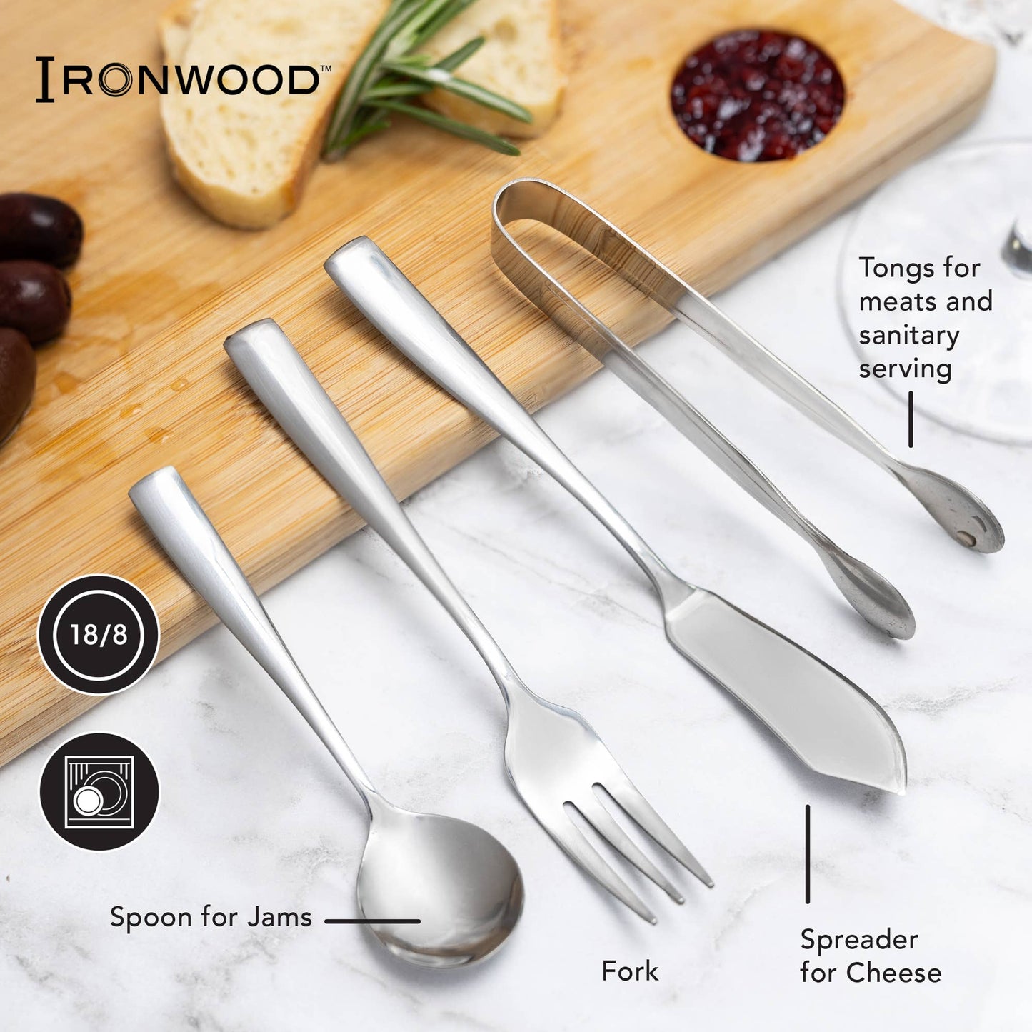 Ironwood Stainless Steel Charcuterie Utensil Set of 8