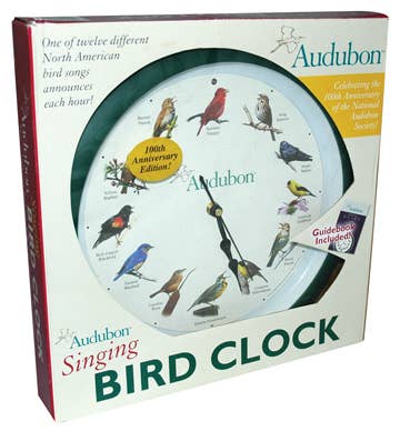 Audubon Society Singing Bird Clock, 13", Green