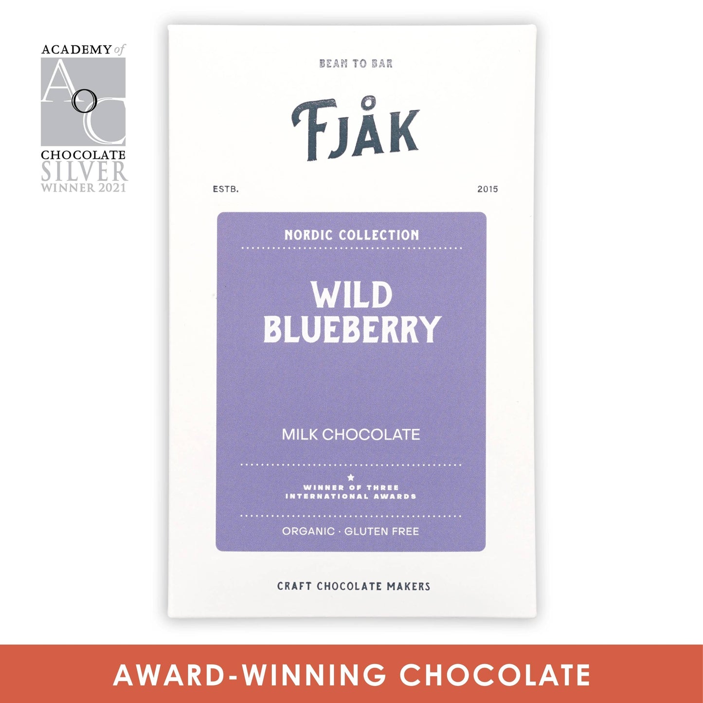 Fjåk Milk Chocolate Bar w/ Blueberry 50% (Nordic Series)