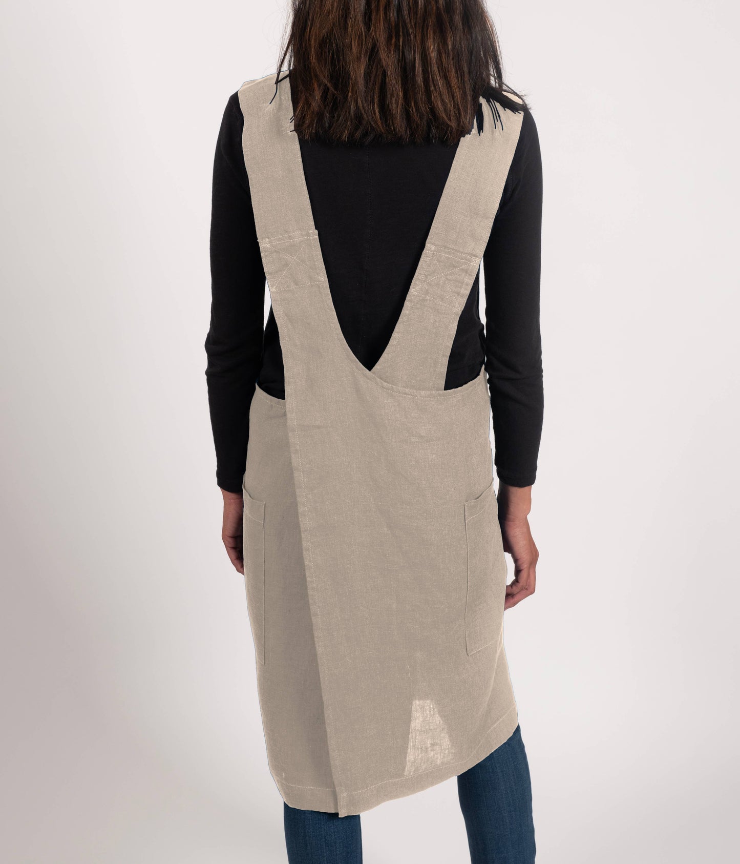 Firenze Stone Washed Linen  Cross Back Smock Apron