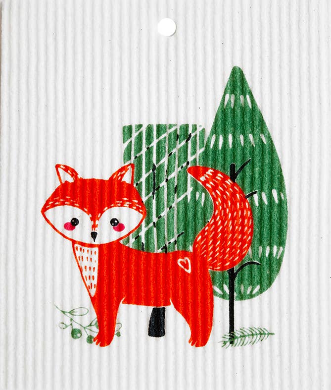 Swedish Wash Towel, Fox w/Tree