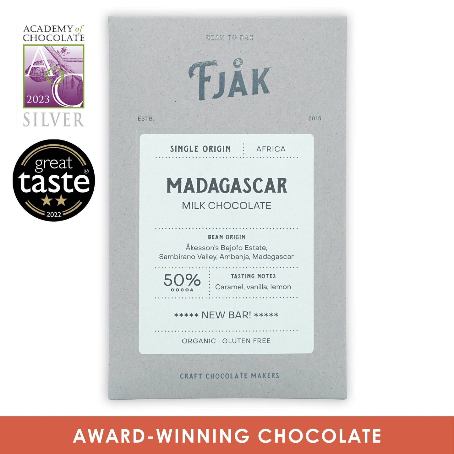 Fjåk Milk Chocolate Bar Madagascar 50% (Organic)